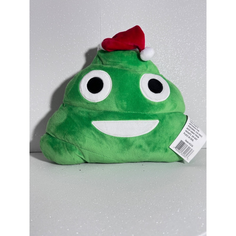 MSA Trading Green Christmas Emoji Plush Pillow Santa Hat Holiday Decor 3226